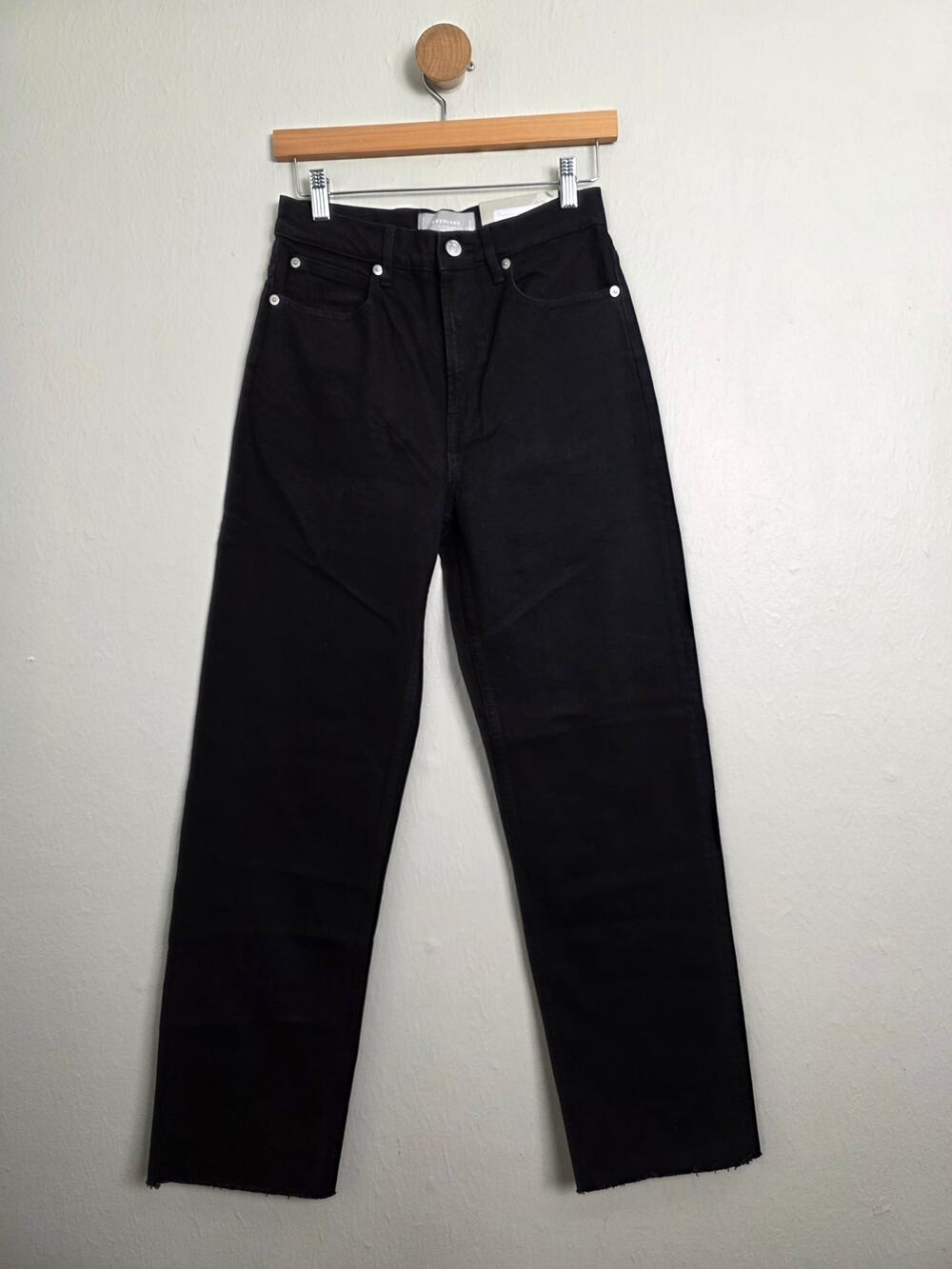 NWT Everlane The Way-High Straight Leg Black Denim Jeans Size 25 Long - Picture 1 of 9